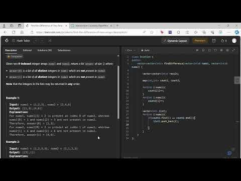 2215. Find the Difference of Two Arrays - Leetcode - Hashmap- C++ Tutorial