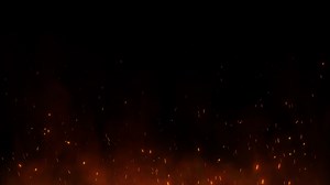 Realistic fire flame on black background.