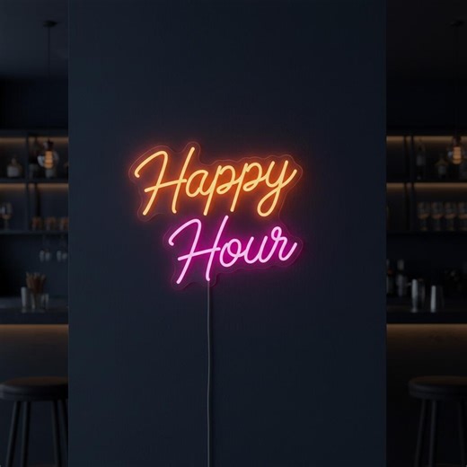 Happy Hour Neon Sign Home Bar Cocktail LED Wall Art Lounge Pub Party Decor - Etsy