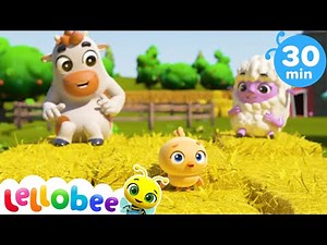 Wheels on the Bus - Animal Sounds at the Farm | Nursery Rhymes with Subtitles