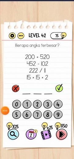 Berapa angka terbesar brain test level 42