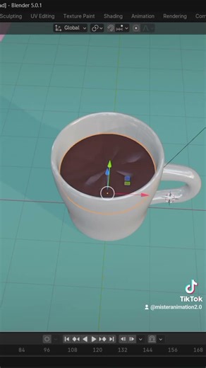 création blender : tasse de café . #blender #modeling