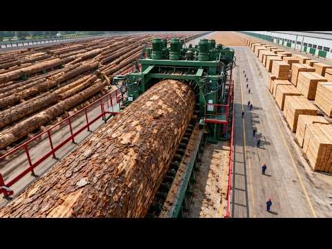 Massive Machines Turning Logs Into Boards! Full Industrial Lumber Production Process