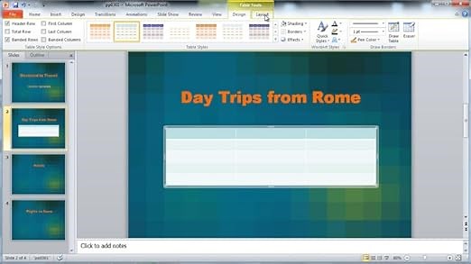 Sample Lesson: PowerPoint--tables