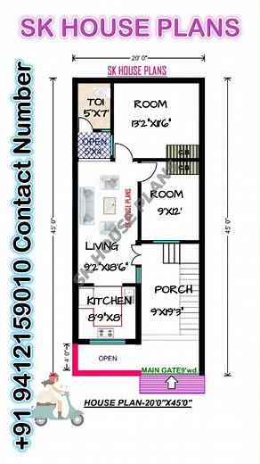 5K views · 24 reactions | 900 Sqft House Design / 20 X 45 House Map /...