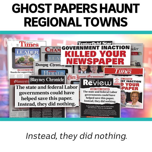5.1K views · 94 reactions | More staff cuts announced by Australian Community Media as it kills the print run of eight regional mastheads, leaving behind what’s called ‘Ghost newspapers’ - websites which employ no local journalists. | Media Watch | Facebook