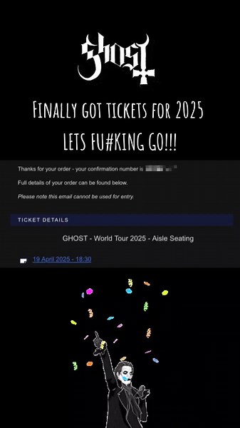 #ghost2025 #thebandghost #jesusheknowsmeghost #london #o2 #satan #sinner #noregrets #ticketwar #tickets #letsfuckinggo #fyp #scoobydoochasemusic