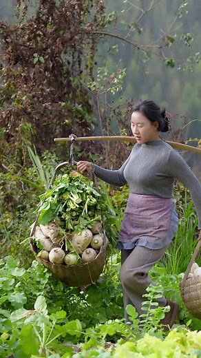 Chinese Girl Cooking Traditional Chinese Dishes in Rural Village