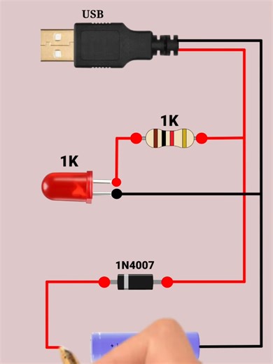 Super simple USB charger circuit for 3.7V Li-ion battery (Mạch USB sạc pin Li-ion 3.7V siêu đơn giản) 🔋⚡ #reelschallenge #diy #reels #electronics #xuhuong