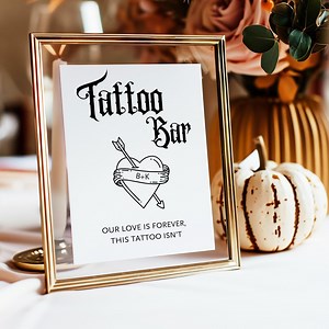 Temporary Tattoo Station Wedding Sign | Tattoo Bar | Editable Canva Template | Wedding Favor | Bachelorette Party - Etsy
