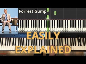 "Forrest Gump" main theme - piano tutorial, Synthesia, by Alan Silvestri, easy piano tutorial