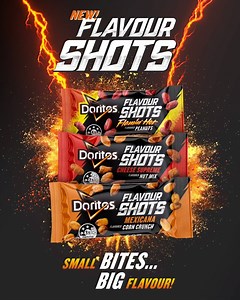 115 reactions · 25 shares | SMALL BITES... BIG FLAVOUR! Introducing Doritos Flavour Shots- NEW, intensely-flavoured, bite-sized snacks that excite your taste buds and wake up your senses. If you're in need of a quick flavour hit, give them a try. | Doritos | Facebook