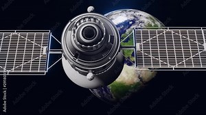 Space satellite communication orbiting Earth globe. Slowly moving. Full hd resolution 3d animation. Elements of this render are furnished by NASA. Stock Video