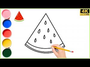 How to Draw a Watermelon Slice | Easy Watermelon Drawing for Kids | Step-by-Step Drawing Tutorial