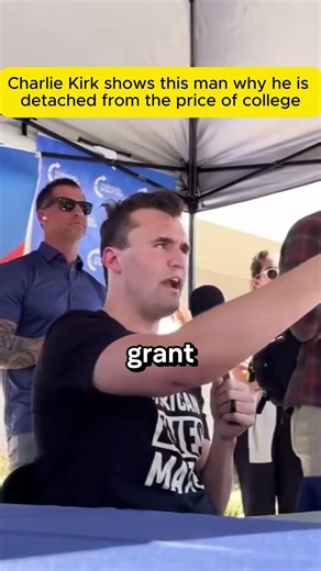 Showing this man why he is detached from the price of college #CharlieKirk #debates #college