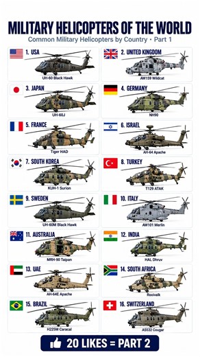 Military Helicopters Around the World 🚁🌍 | Part 1