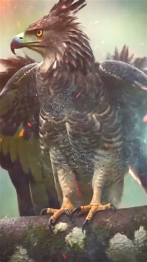 🦅 Crowned Eagle one of the most powerful and fascinating birds of prey in the world#CrownedEagle