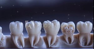 "A high-resolution real-life image showcasing the different shapes and sizes of human teeth, emphasizing the unique characteristics of dental anatomy