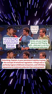 #StarTrek #humor #funnypost #Spock #McCoy #captainkirk #memes Captain Kirk, Doctor McCoy, and Mr. Spock at a dignitary reception aboard the Starship Enterprise. They are on their way to transport Federation ambassadors where the Coridan system's admission to the Federation will be discussed in the Star Trek (TOS) Episode called "Journey to Babel." Spock gets the last word in this post about Spock's being teased about his "childhood Teddybear" as a Vulcan child. 🐻 Today, in episode two of this p