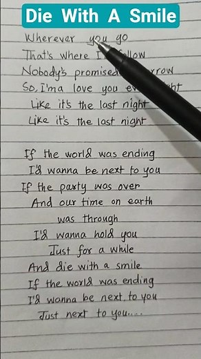 Die with a smile lyrics🎙️ - Lady Gaga & Bruno Mars #shorts