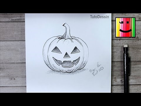 Comment dessiner une citrouille pour Halloween au crayon de papier | Tutoriel pas à pas
