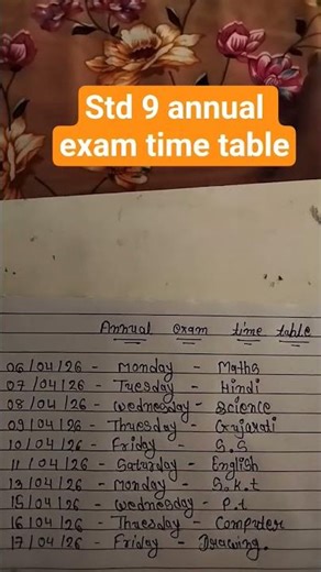 std 9 annual exam time table