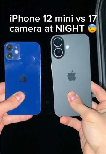 iPhone 17 vs iPhone 12 mini camera at NIGHT 😨 #iphone #iphone17 #iphone12 #fyp #iphonecamera