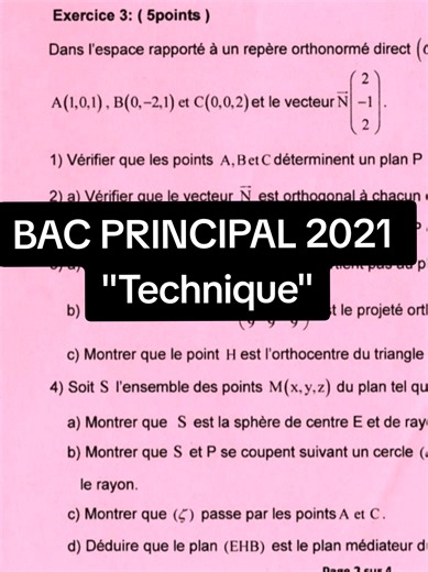 Math Techniques for BAC 2021: Devoir and Correction
