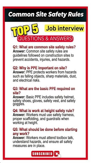 Common Site Safety Rules // Top 5 Interview Questions & Answers
