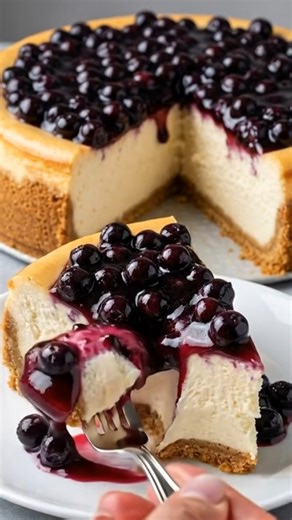 Blueberry Cheesecake 🫐 This Blueberry Cheesecake is everything I want in a classic, homemade dessert — thick, creamy, and smooth with that buttery graham cracker crust and a glossy blueberry topping that drips down the sides. Every time I slice into it and see that velvety center, I know it’s going to be a hit. I especially love making this for Mother’s Day because it feels elegant and bakery-style, but it’s made right in my own kitchen. Save this one for your next family gathering — it’s a tru