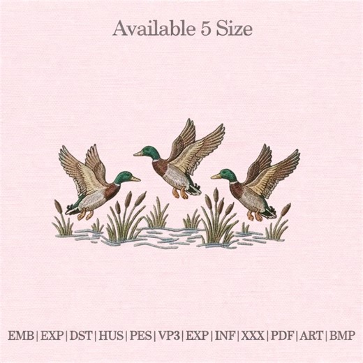 Flying Ducks Embroidery Design, Mallard Duck Embroidery File, Hunting Duck Machine Embroidery Pattern, Wildlife Duck Embroidery Design - Etsy