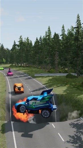 Cars Characters & Cartoon Characters vs Massive Pit - BeamNG.Drive #shorts