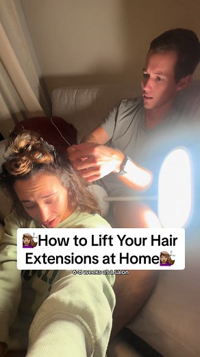 how to lift your hair extensions at home🥵why’s he low key flaming me throughout the vid tho 💀💀 i have 2 rows of weft extensions & it took about 30 min 🤝all you need is a comb, pliers, a light, hair tie, and another pair of hands #hairextensions #boyfriend #weftextensions