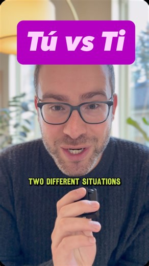 Joe me llamo on Instagram: "Tú vs Ti in Spanish! Tú: used either before a verb or as a standalone Ti: used after a preposition (think: a, de, en, por, para, sin, etc.) Remember that “con ti” is not a thing in Spanish. We say “contigo” instead. Follow if you are learning Spanish and want to finally understand how the language works, make quick progress, and become fluent. #spanish #learnspanish #languagelearning #spanishteacher #spanishlessons"