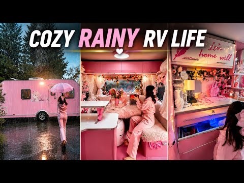 Rainstorm Van Life Camping ⛈️ Cozy RV Living in Heavy Rain Relaxing Overnight Car Camping