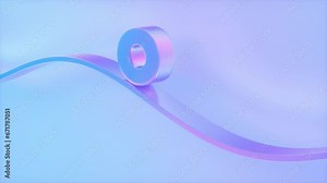 Minimalist loop animation, blue iridescent cylinder rolling on curved track, simple geometric shapes. Seamless movement. Looped background, cyclic live image, loading animated poster. Endless motion