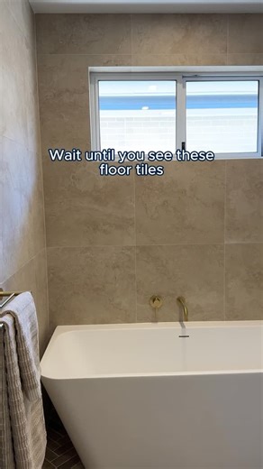 Inspired by the herring fish 🐟 the herringbone pattern brings rhythm and texture to every space. Featured in the new Catalina at Oran Park, it breaks the continuous flow of floor-to-wall tiles, adding depth, warmth and timeless detail. What do you think of Herringbone tiles? #BathroomDesign #HerringboneTiles #OutbackInteriors #HomeInspo #AustralianInteriors | Montgomery Homes