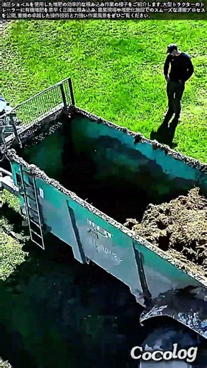 油圧ショベルによる効率的な堆肥の積み込み作業 #worker #process #excavator #farming #manure