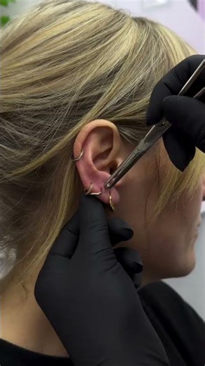 Stacked lobe piercing with gold marquise upgrade✨