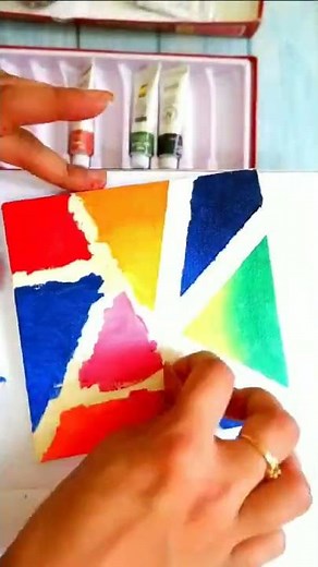 Masking Tape Painting On Canvas| Abstract Painting with Masking Tape For Beginners | HOOKED IN LOOPS