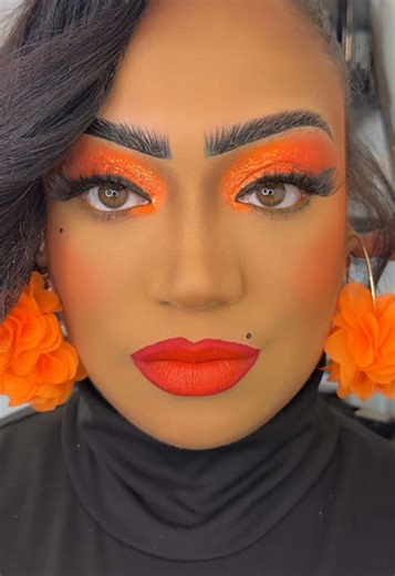Neon Orange Glam Makeup Tutorial