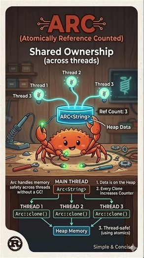 Arc in Rust explained in 45 seconds. #rust #programming #coding #threads