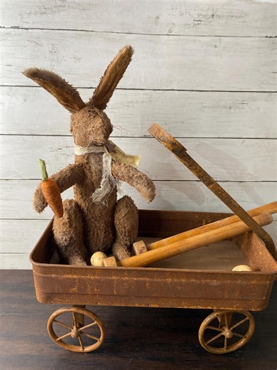 Handmade Primitive Easter Bunny Shelf Sitter, Rustic Farmhouse Spring Decor, Faux Fur Rabbit Doll - Etsy