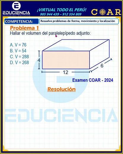 Cálculo del Volumen del Paralelepípedo en el Examen COAR