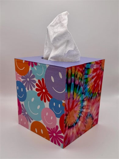 Handmade Emoji Tissue Box Cover | Colorful Tie-dye Teen Decor - Etsy