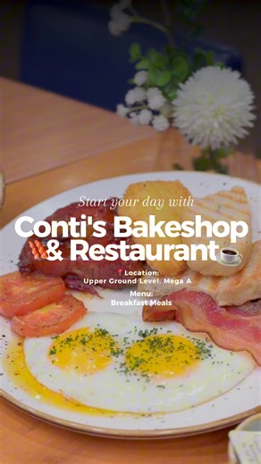 Pause and unwind, and start your day with Conti's delectable selection of breakfast meals: ☕ Hot Cafe Americano ☕ Hot Cafe Mocha 🥓 Double Chocolate Champorado 🥓 Breakfast Platter: Choices of Ham and Sausage Explore Conti’s new Coffee Selections for more ways to savor your coffee moments. Which one will be your new fave? 💛 Visit Conti's Bakeshop & Restaurant at the Upper Ground Level, Mega A! #ContisPH #CafeLatte #CoffeeLovers #DelightfullyYours #MegaDiningEra | SM MEGAMALL
