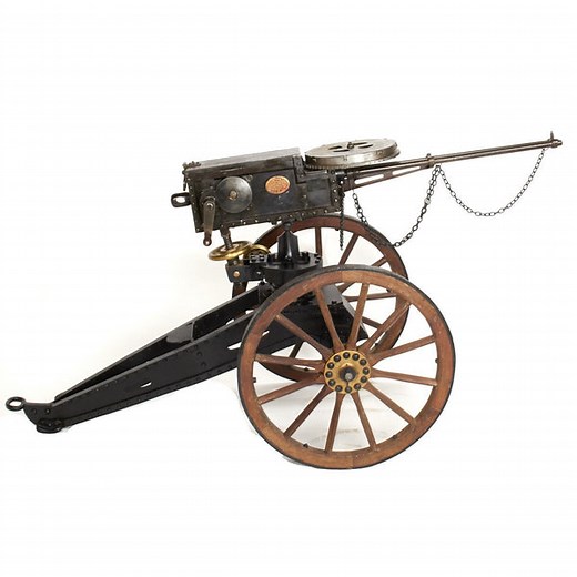 Original Nepalese Bira Gun Hand Cranked Double Barrel Rapid Fire Gun- Circa 1896