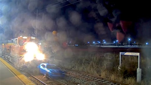 Man Drives Dodge Challenger Hellcat Onto Railroad Tracks, It Ends As You'd Expect
