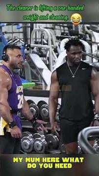 The cleaner is lifting a one-handed weight and cleaning. #prank #cleaner #gym #funny