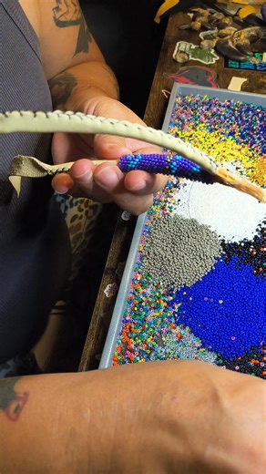 Peyote stitch onto a turkey wishbone #peyotestitchthis #muckleshoot #native #wishbone #turkey | Julie James